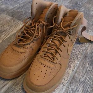 Nike Air Force 1s tan high tops